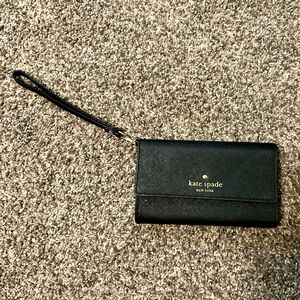Kate Spade Wristlet Black Leather Clutch Wallet